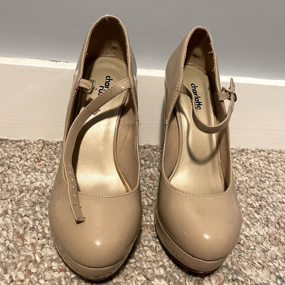 Charlotte Russe nude platform 4 inch heels size 9